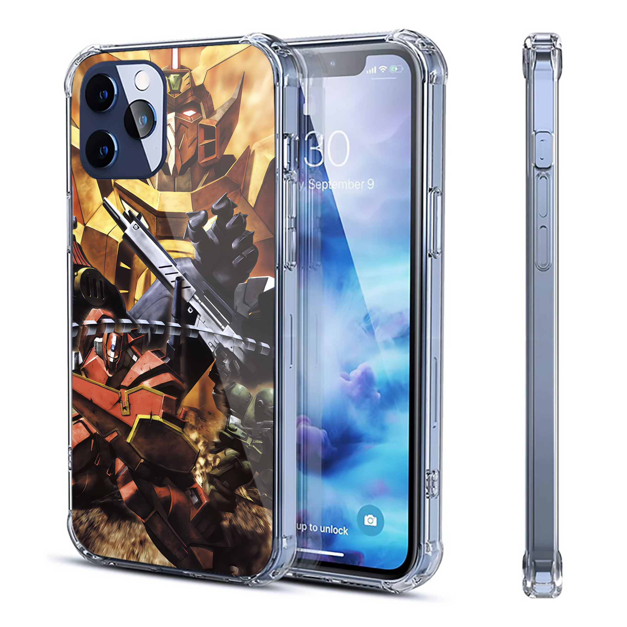 （画像用） 機動戦士ガンダム Mobile Suit Gundam 【iPhone 12シリーズ対応】透明スマホケース（クリアソフトケース）